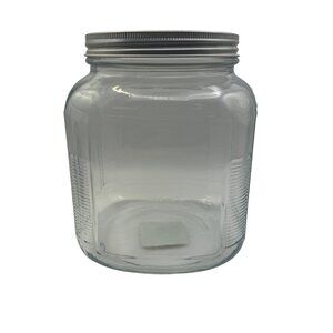 Anchor Hocking Clear Glass Storage Jar With Silver Lid 2 qt